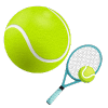 Tennis bat and ball depicting fast-paced sports action and skill-based Gaming Entertainment